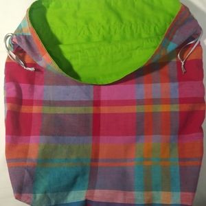 Plaid draw string bag